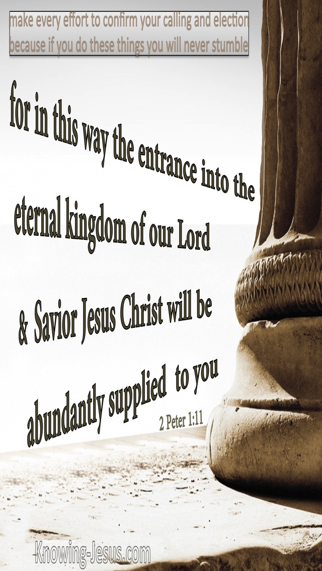 2 Peter 1:11 The Eternal Kingdom Abundantly Supplied (beige)